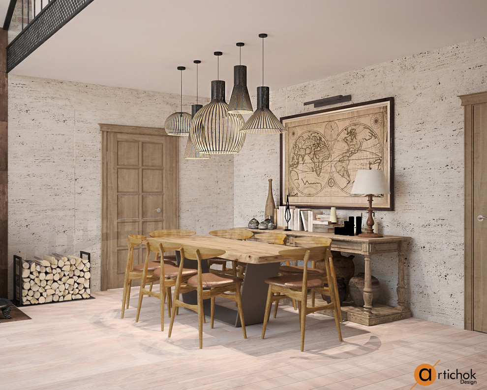 Столовая-гостиная в светлых тонах