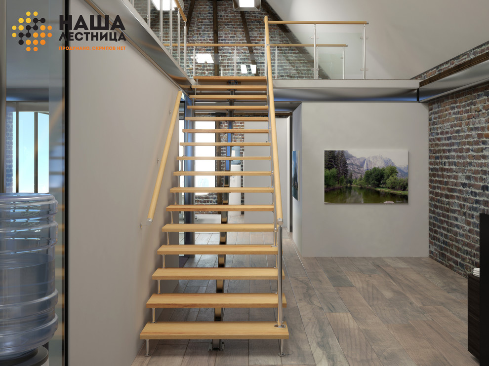 Лестница с ограждением из стекла