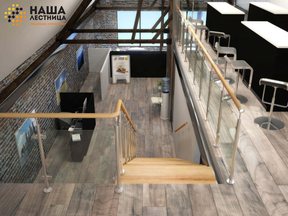 Обложка проекта: Лестница с ограждением из стекла
