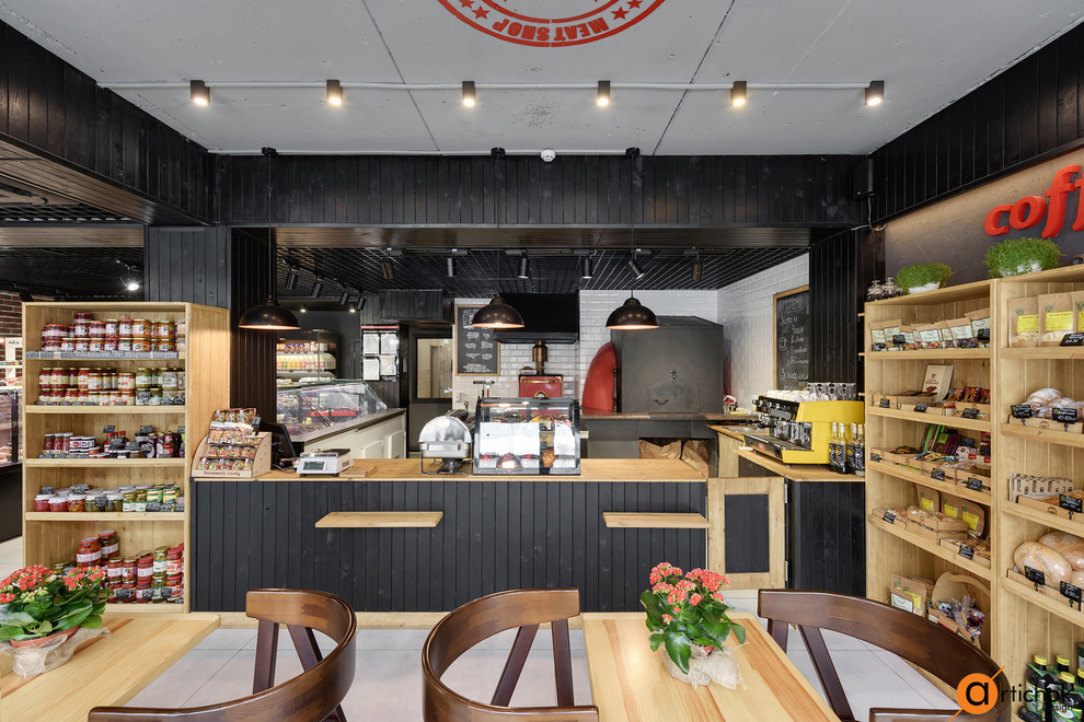 Дизайн магазина в черном и красном цвете