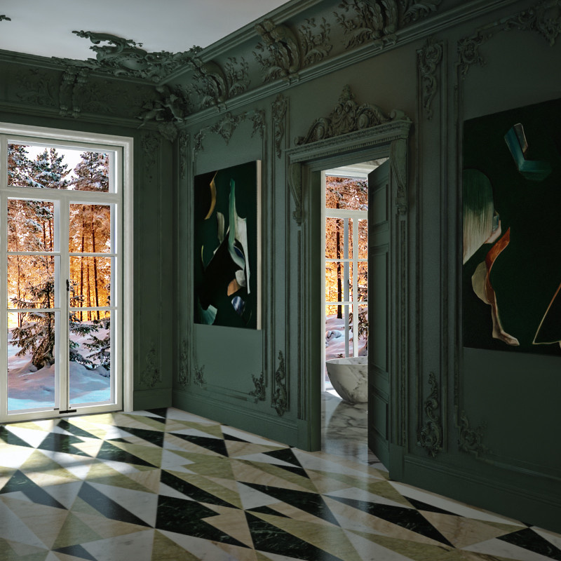 Обложка проекта: Пионы на малахите