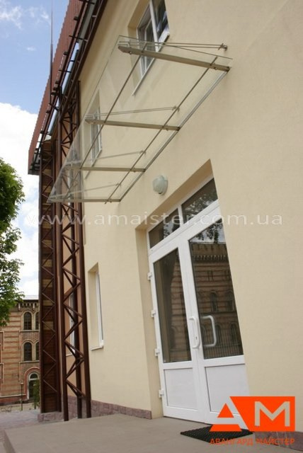 Навесы, козырьки из нержавеющей стали, стекла и поликарбоната