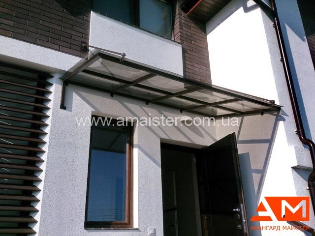 Навесы, козырьки из нержавеющей стали, стекла и поликарбоната