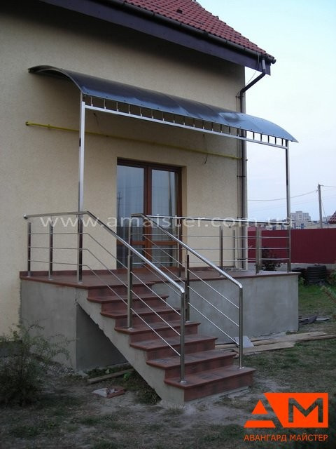 Навесы, козырьки из нержавеющей стали, стекла и поликарбоната