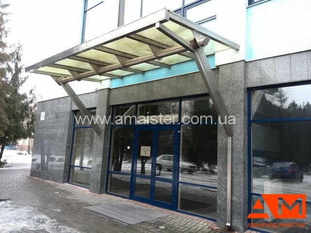 Навесы, козырьки из нержавеющей стали, стекла и поликарбоната