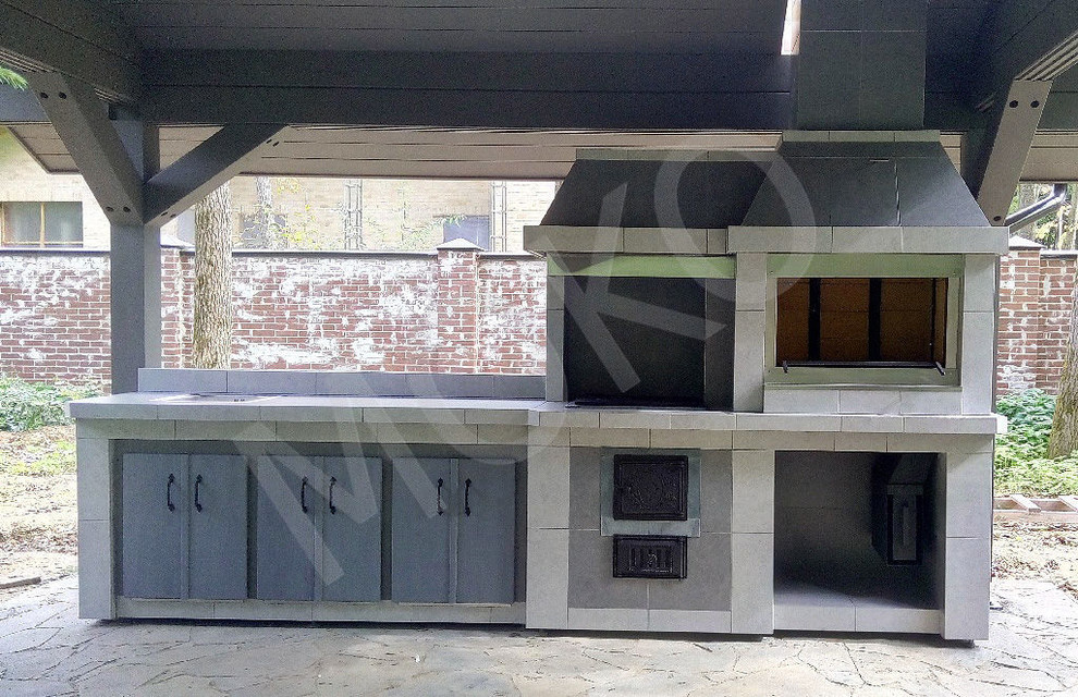 Обложка проекта: Барбекю комплекс в сером (казан, мангал, мойка)