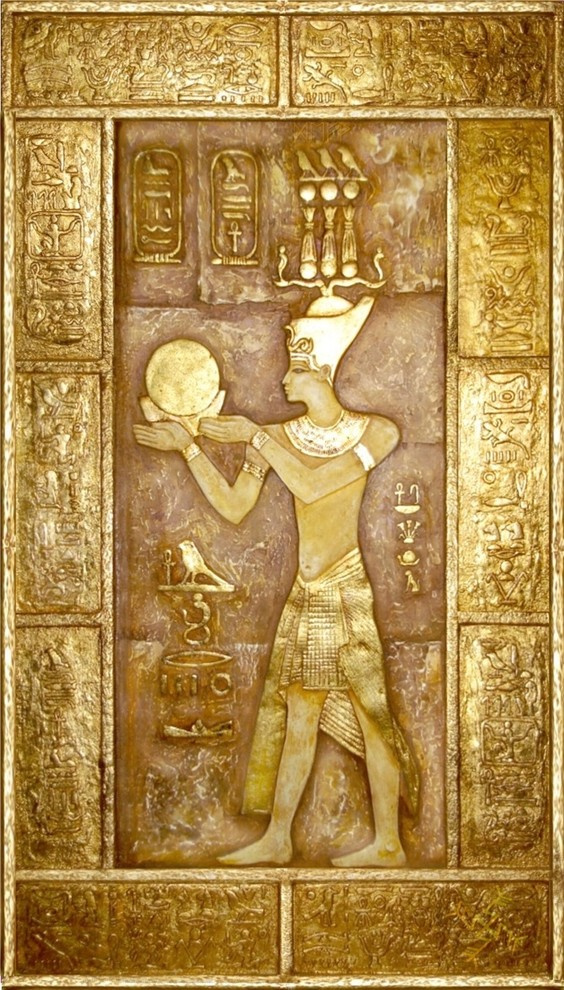 Золотой барельеф "Фараон приносящий дары" Bas-relief 'PHARAOH GIVING GIFT TO GOD