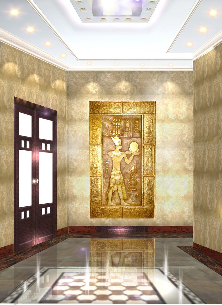 Goldenes Flachrelief 'Pharao bringt Geschenke'