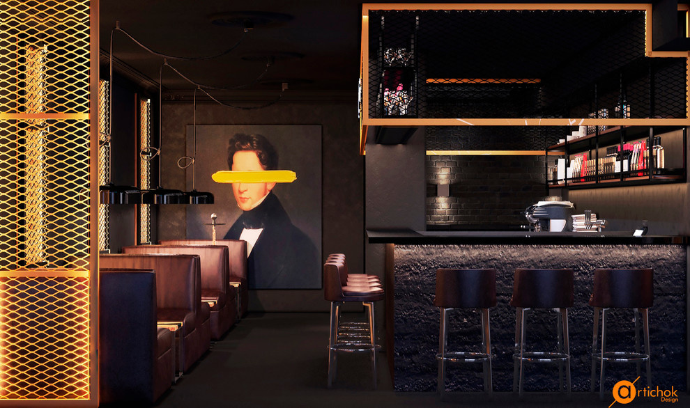 Дизайн барной стойки кальян-бара в индустриальном стиле