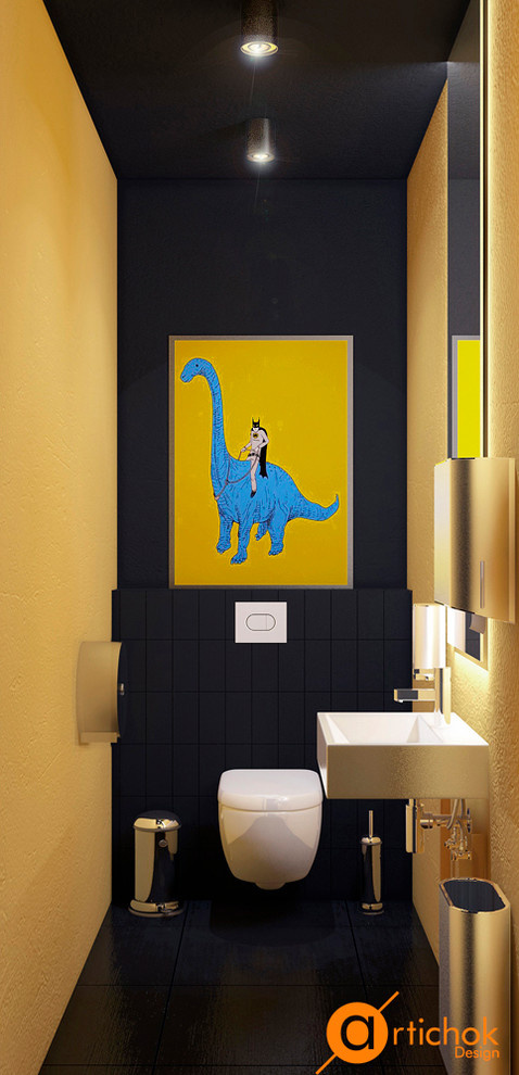 Санузел с динозавриками на втором этаже кальянной