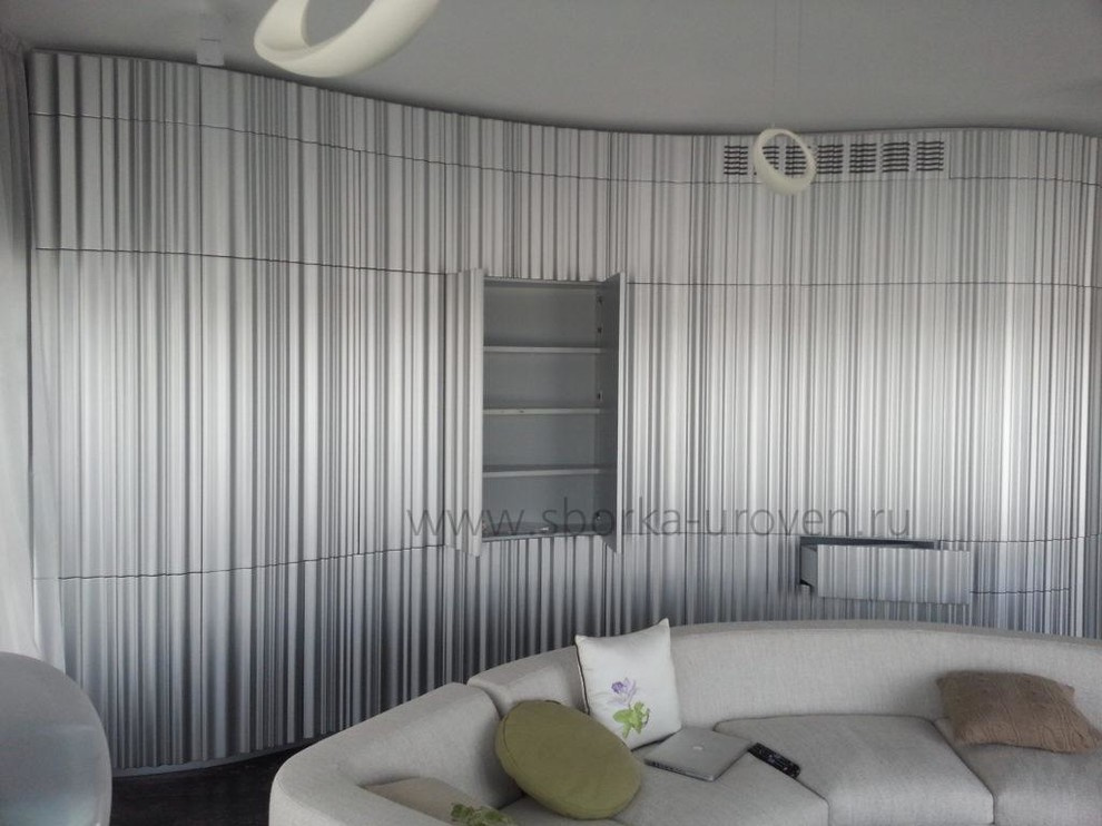 Монтаж композиции шкафов со стеновыми панелями