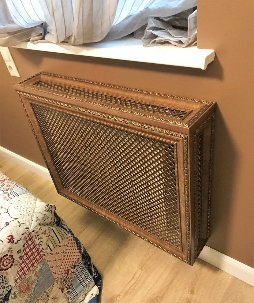 Экран на батарею из багета короб, дуб темный