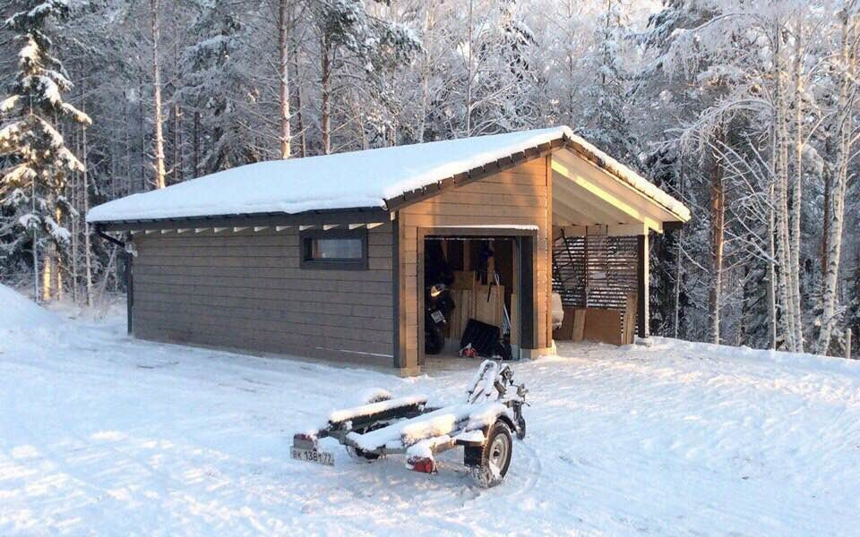 Гараж с навесом (каркасник)