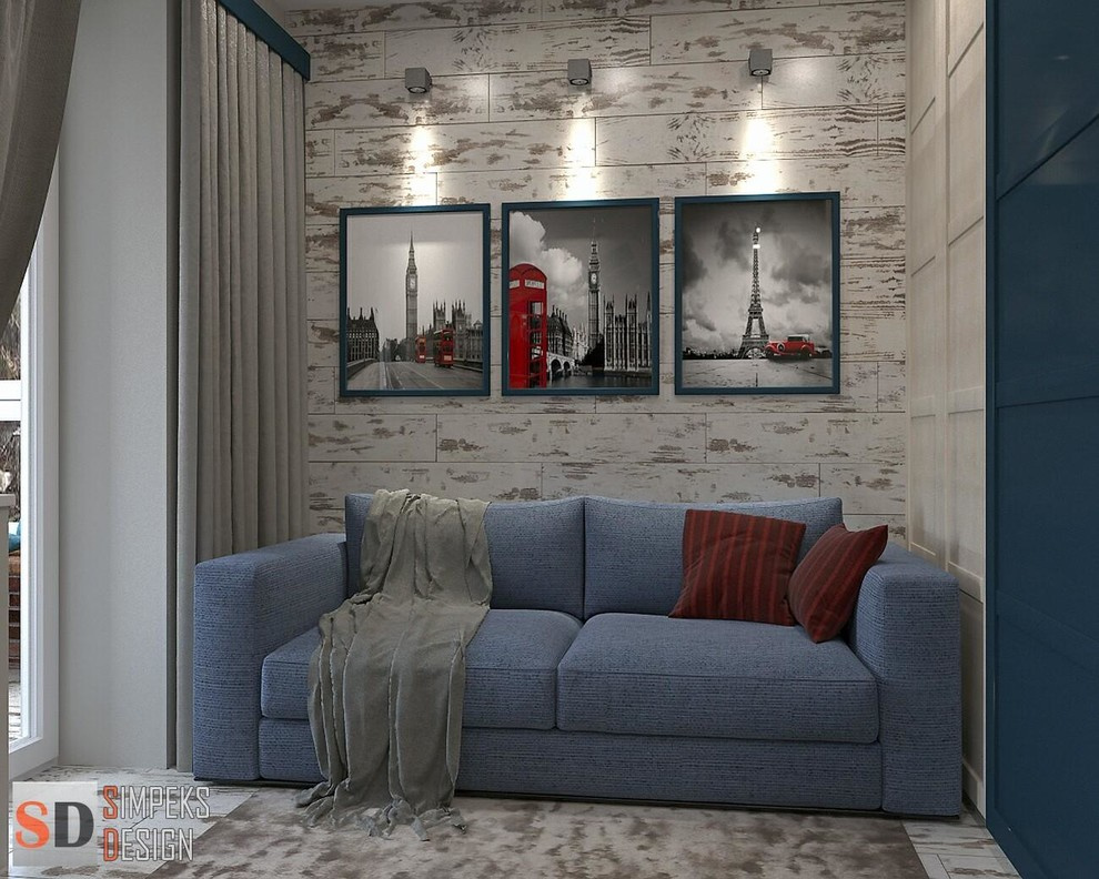 The interior design of attic room  with the best trends in Loft style