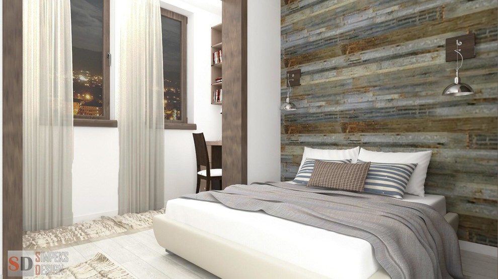 Simple design of the two- level penthouse.Loft style or kitsch.