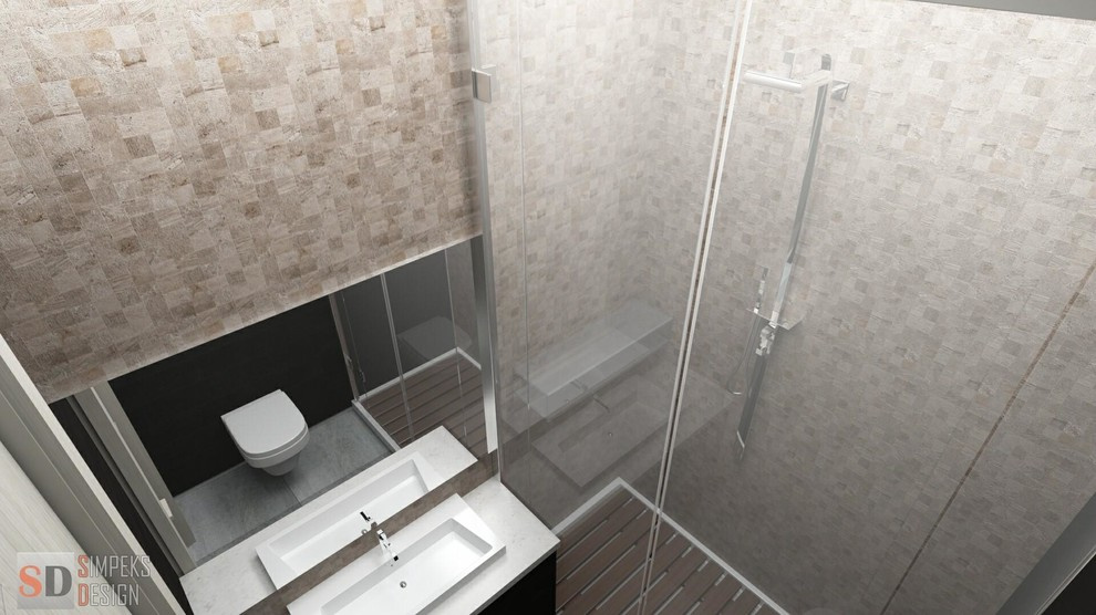 Simple design of the two- level penthouse.Loft style or kitsch.