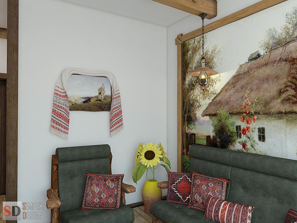 The comfortable apartment in country style of design.