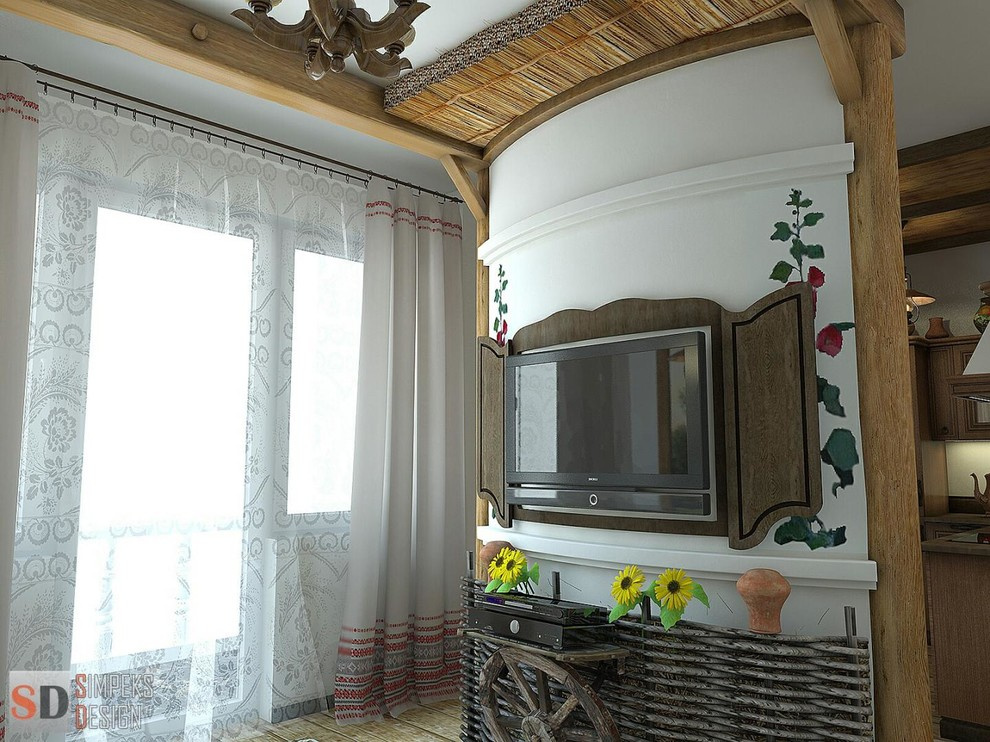 The comfortable apartment in country style of design.