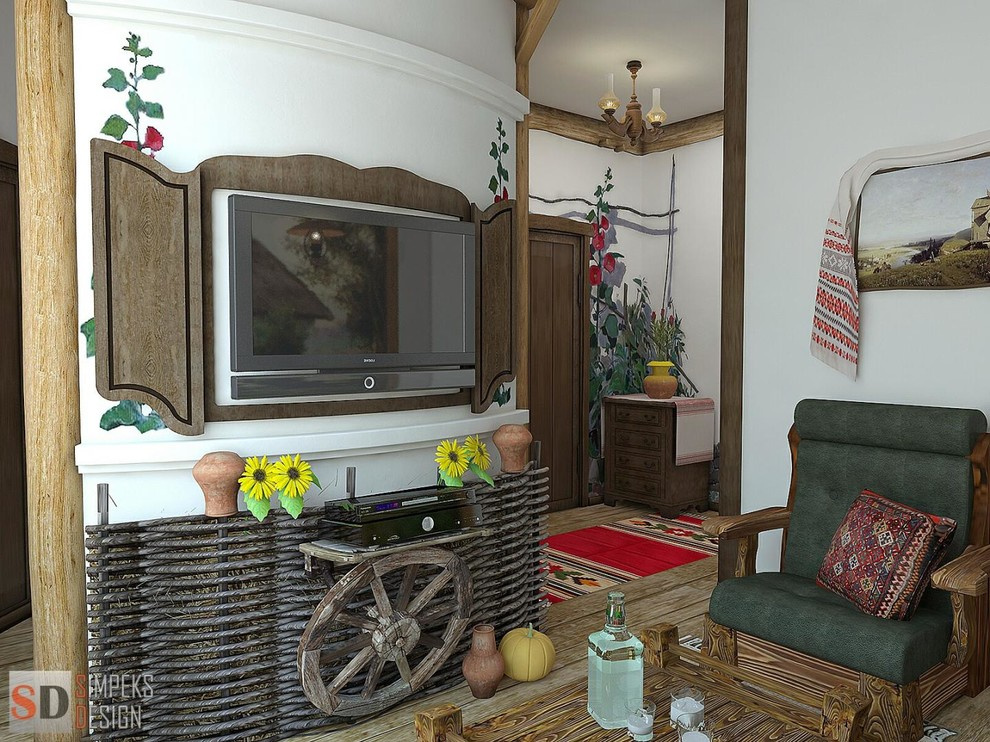 The comfortable apartment in country style of design.