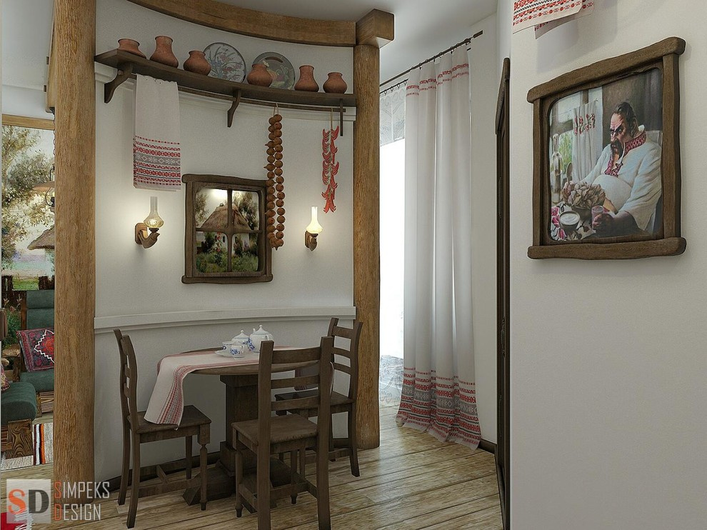 The comfortable apartment in country style of design.