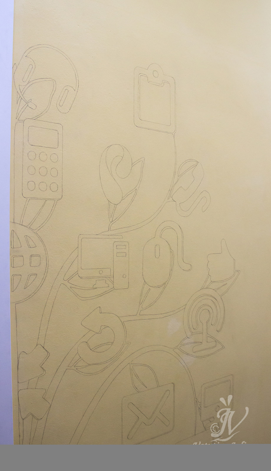 Роспись стены в компании Ростелеком, этапы работы