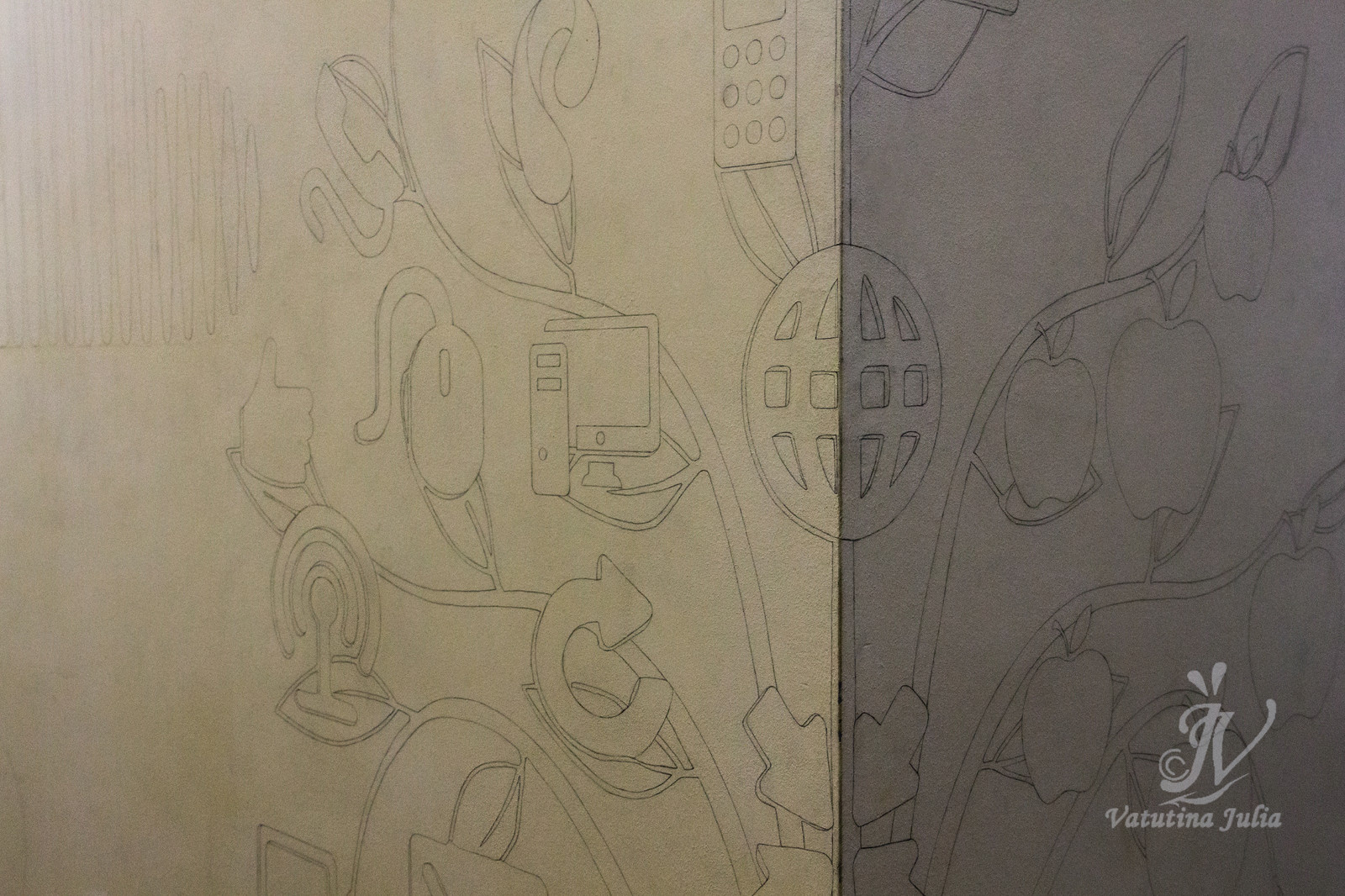 Роспись стены в компании Ростелеком, этапы работы