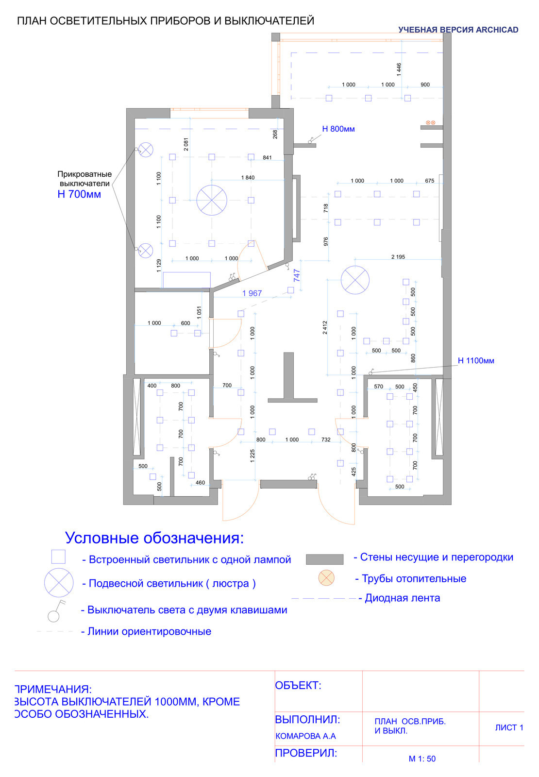 Планы освещения