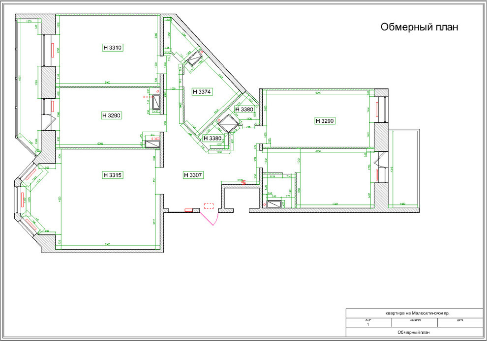 Квартира на Малоохтинском пр., обмерный план