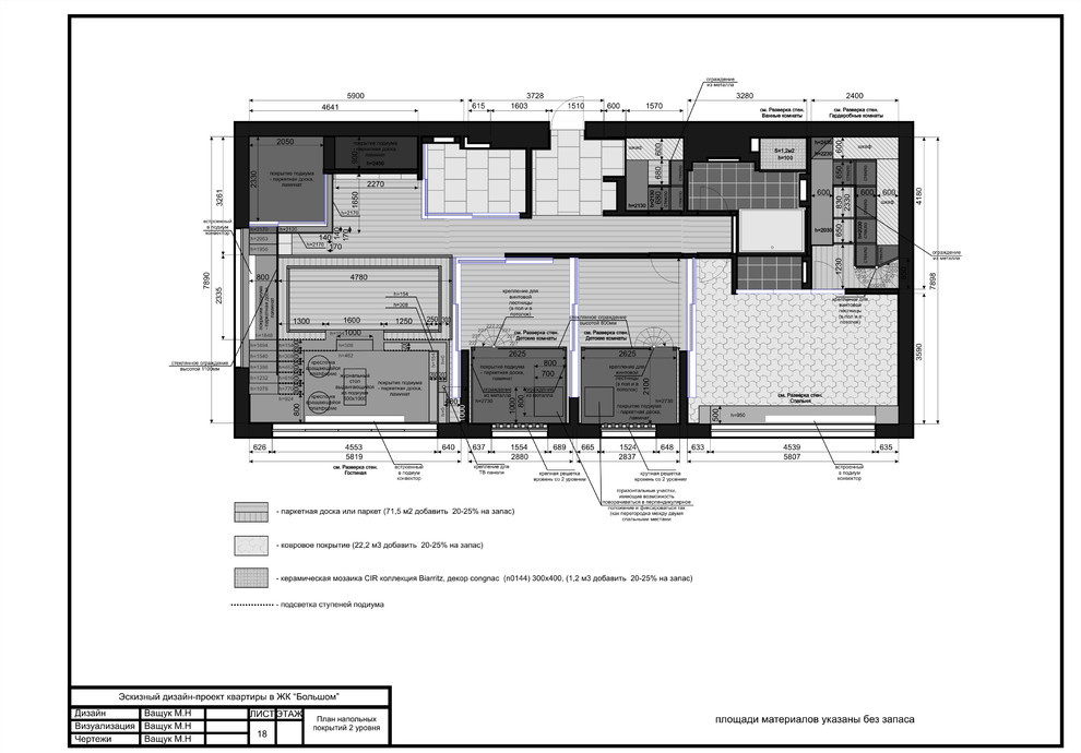 Чертежи к проекту квартиры в ЖК "Большом"