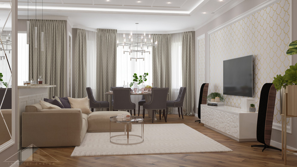 Дизайн трехкомнатной квартиры в стиле неоклассика