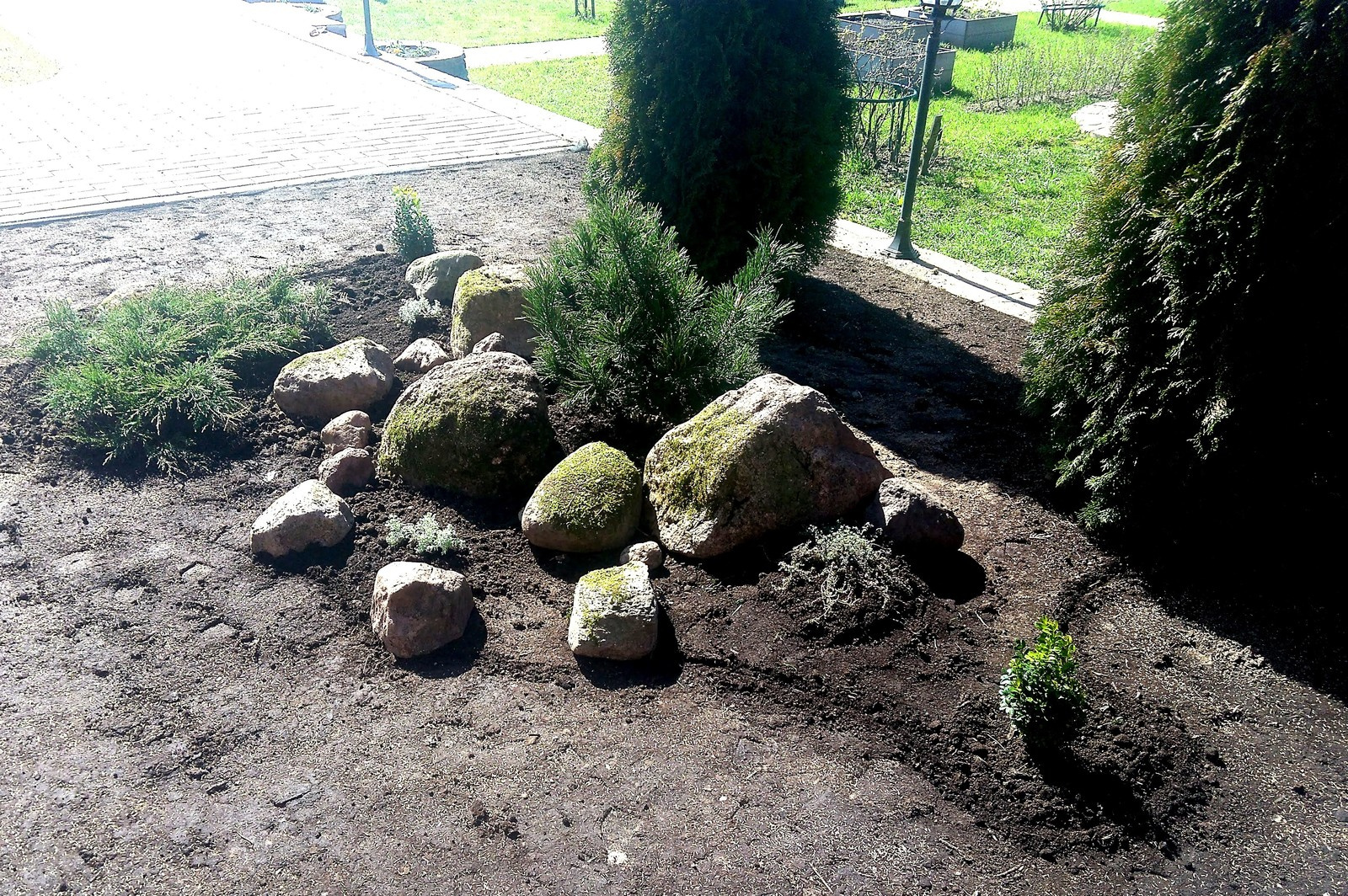 Реконструкция старых клумб, восстановление газонов