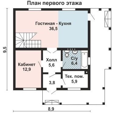 Компактный двухэтажный дом из бруса с 4 спальнями