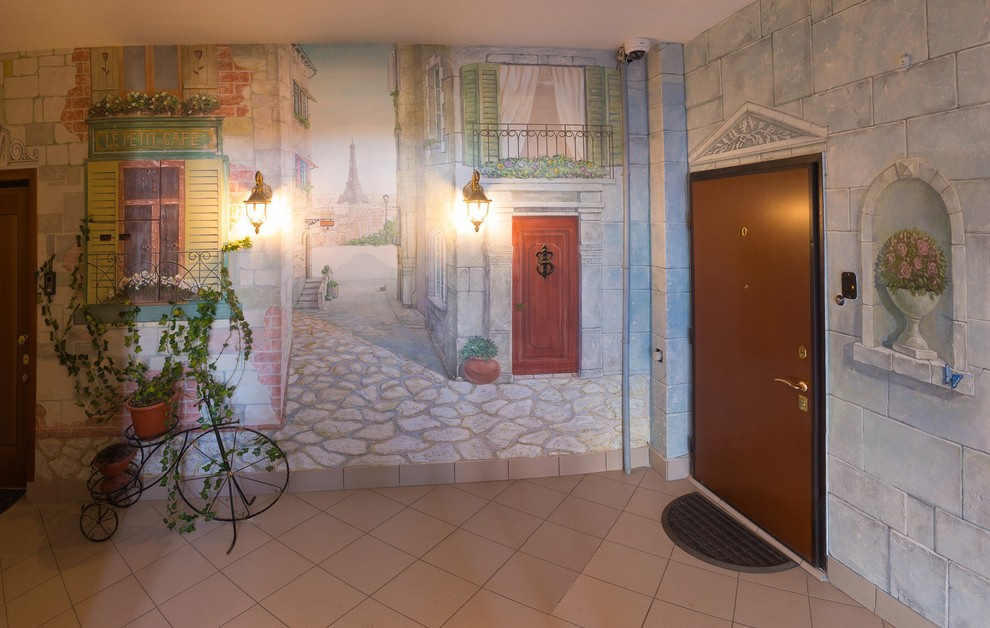 Роспись "Улицы Парижа" на лестничной площадке