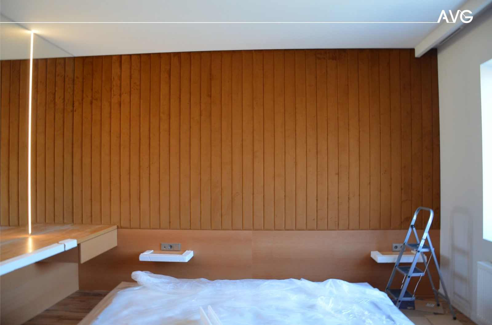 Мягкие стеновые панели в спальне.