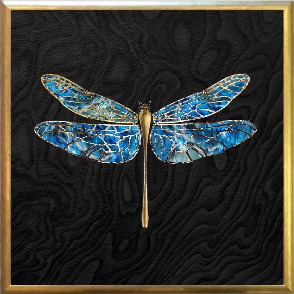 Poster-giclee 'Golden dragonfly'