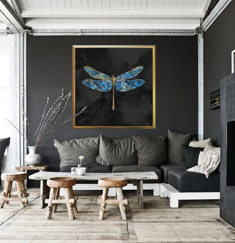 Poster-giclee 'Golden dragonfly'gribov art