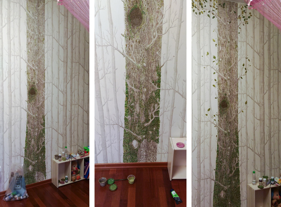 Роспись по бумажным обоям