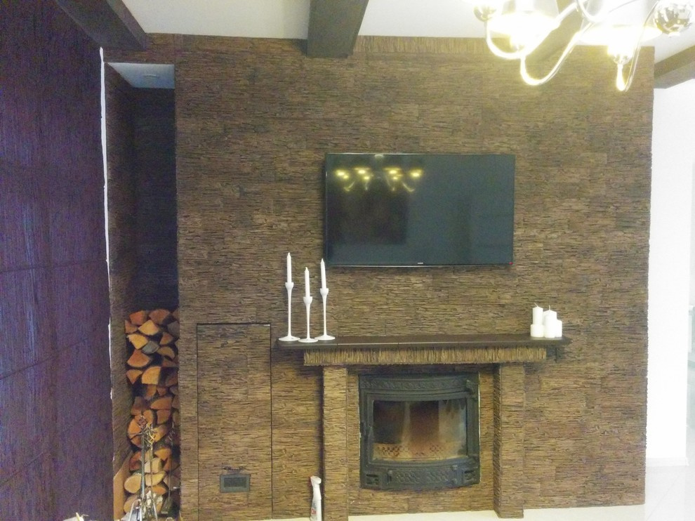 Камин с водным контуром в дачном доме в д. Бовбли