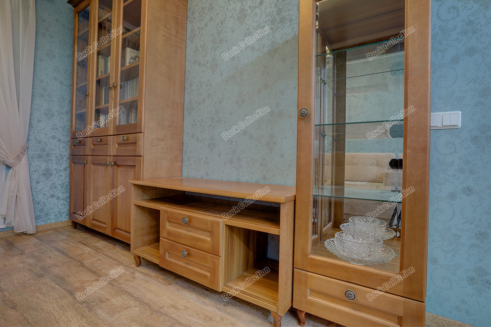 Обложка проекта: Книжный шкаф с витриной и тумбой из массива