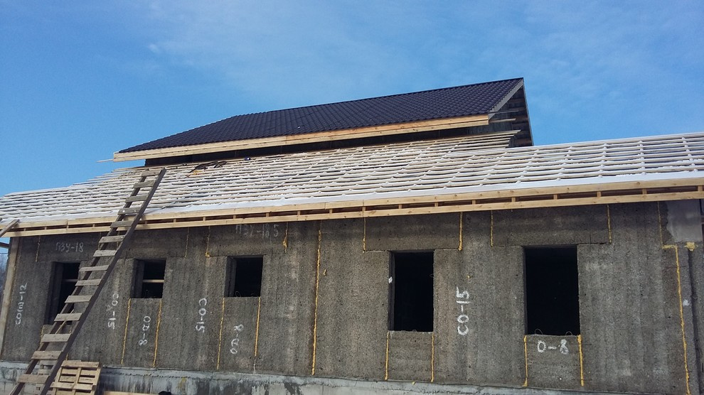 Строительство дома 240м2 из арболитовых панелей и блоков