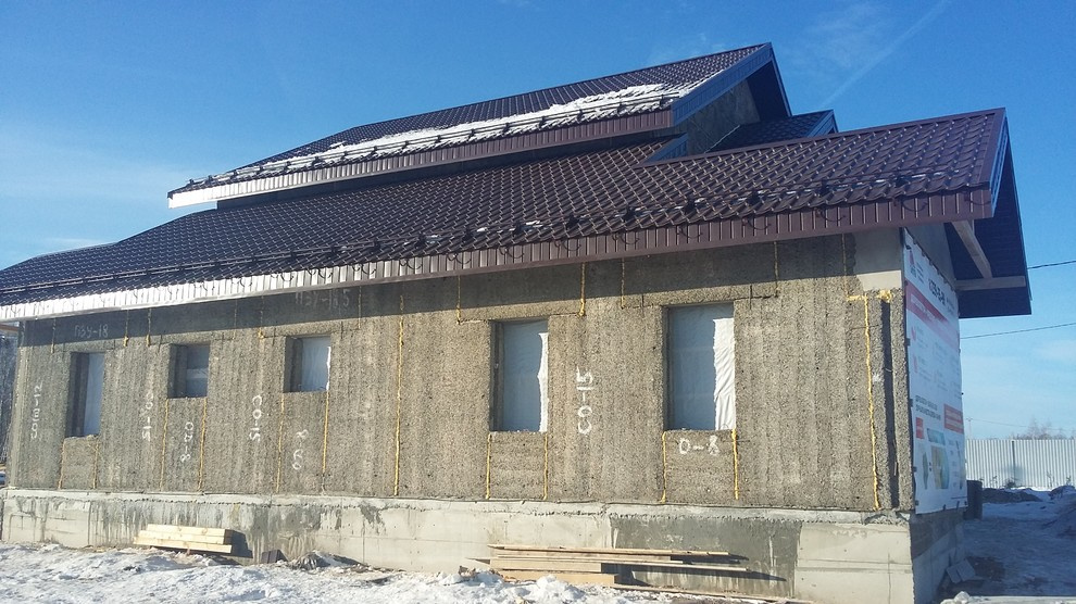 Строительство дома 240м2 из арболитовых панелей и блоков