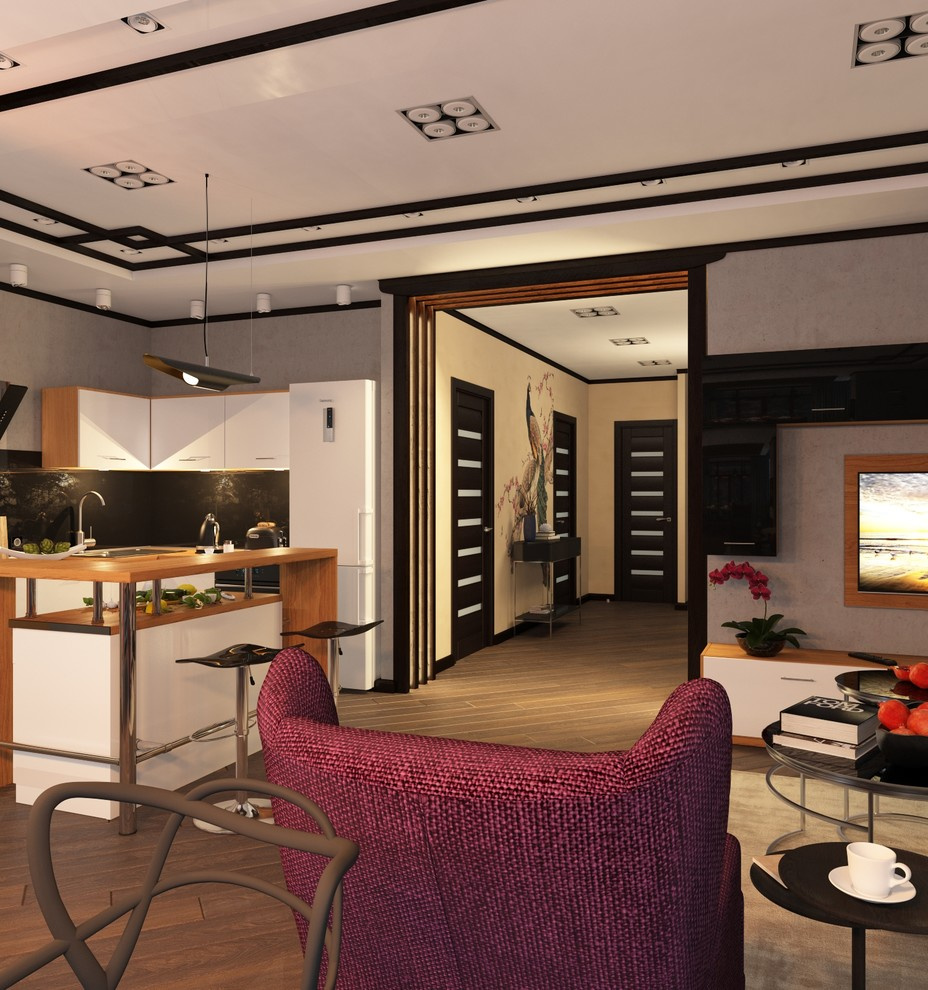 Дизайн гостиной, кухни, столовой в г.Воткинске