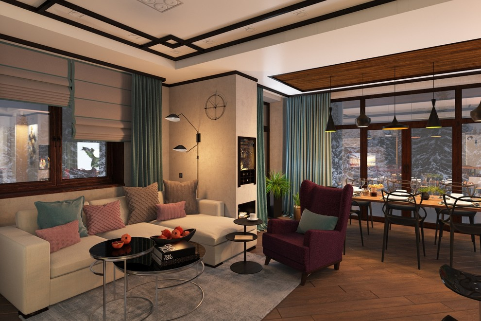 Дизайн гостиной, кухни, столовой в г.Воткинске