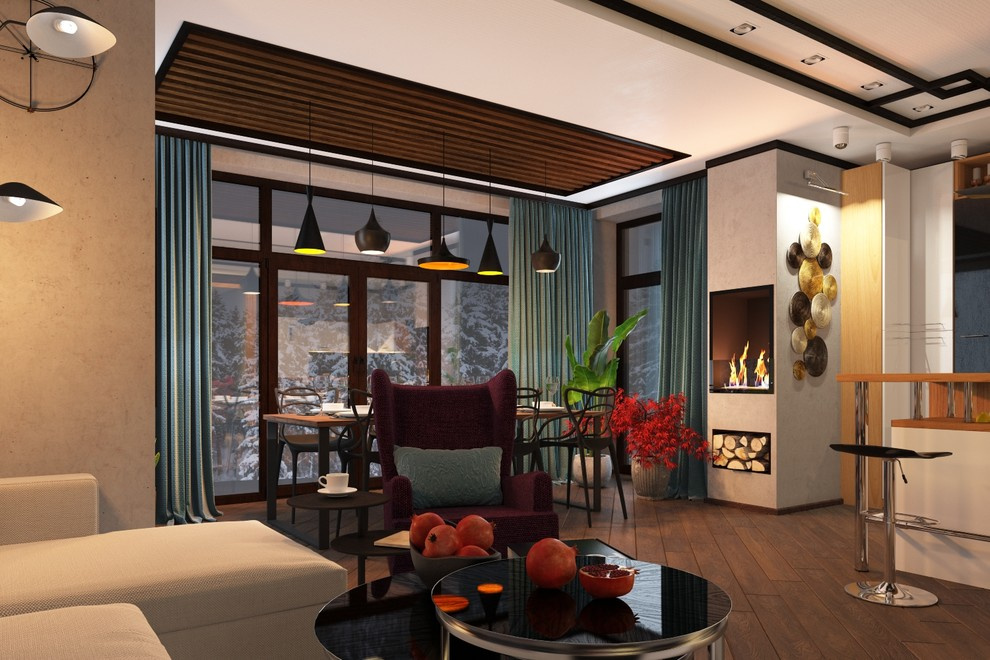 Дизайн гостиной, кухни, столовой в г.Воткинске