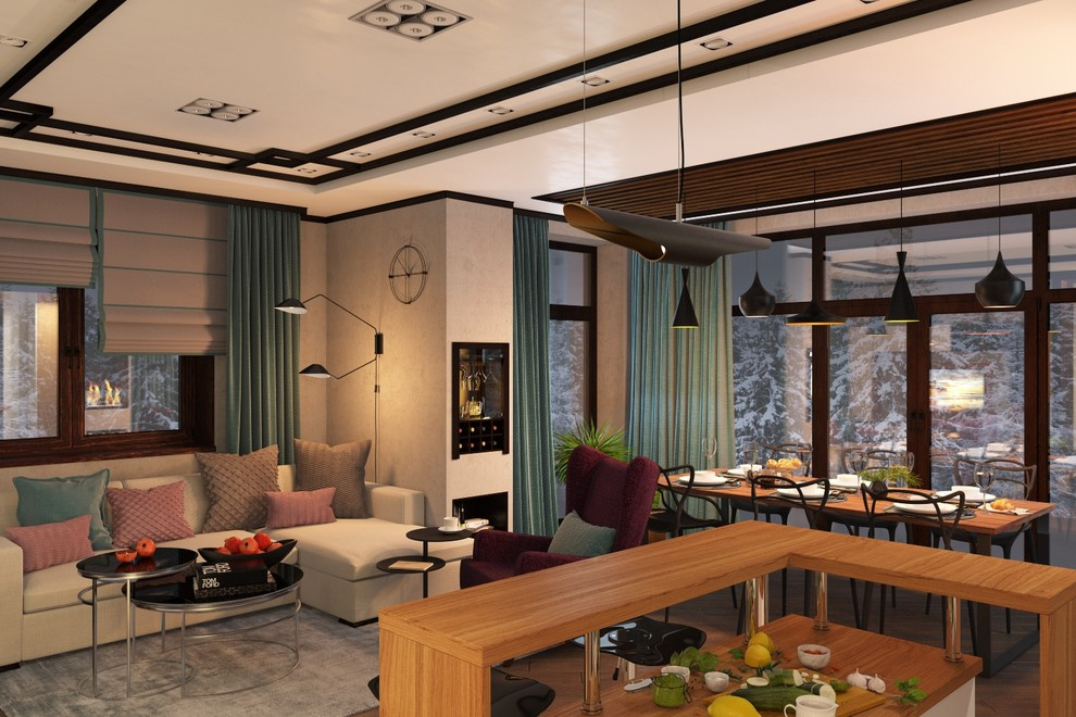 Дизайн гостиной, кухни, столовой в г.Воткинске