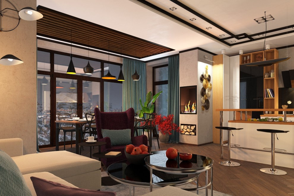 Дизайн гостиной, кухни, столовой в г.Воткинске