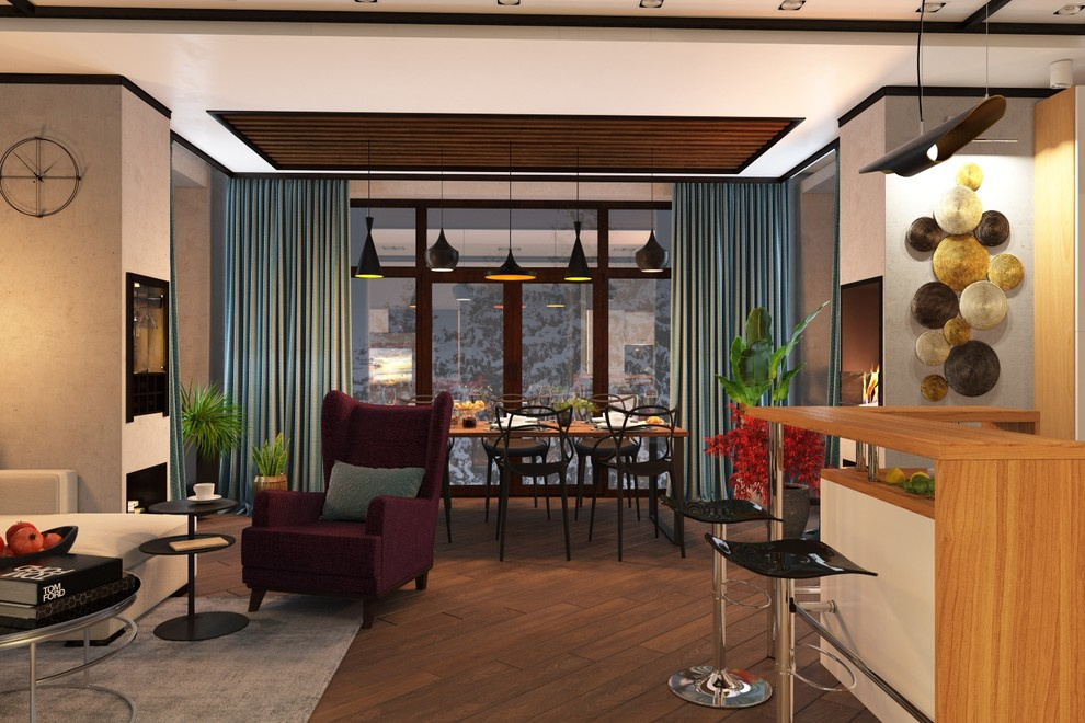 Дизайн гостиной, кухни, столовой в г.Воткинске