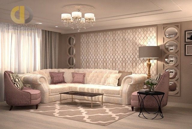 Дизайн однокомнатной квартиры 91 кв. м в классическом стиле