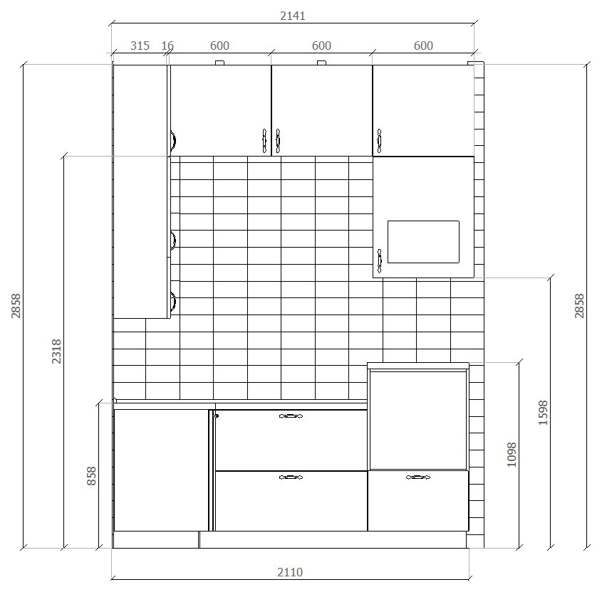 Габариты будущего гарнитура
