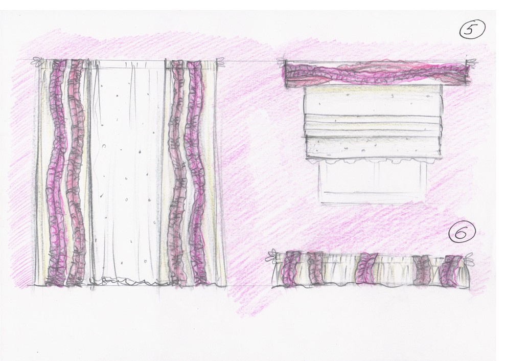 Вариант штор с рюшем.